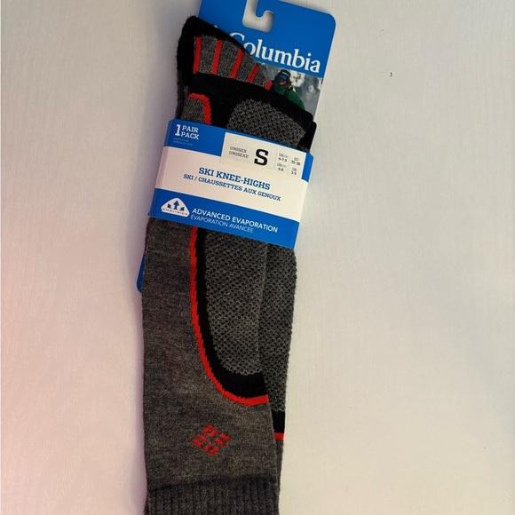 Columbia Gray and Red Ski Knee-High Socks - Picture 1 of 2